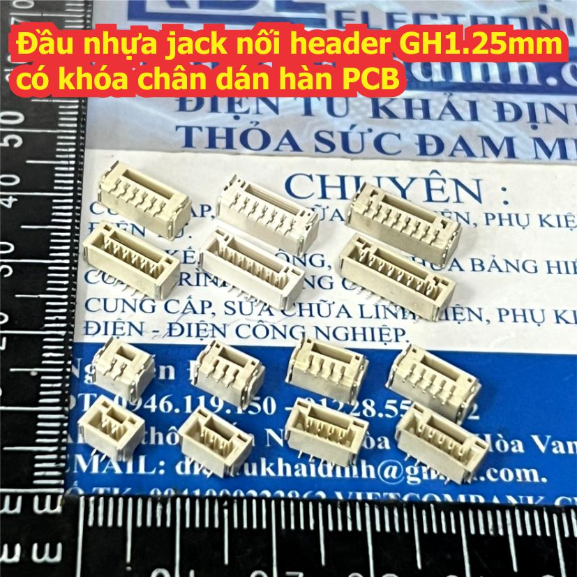 Đầu nhựa jack nối header 1.25mm GH1.25mm GH1.25 có khóa chân dán hàn PCB 2P 3P 4P 5P 6P 7P 8P kde9363