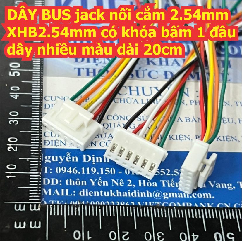 DÂY BUS jack nối cắm 2.54mm XHB2.54mm có khóa bấm 1 đầu dây nhiều màu dài 20cm 2P 3P 4P 5P 6P kde9370