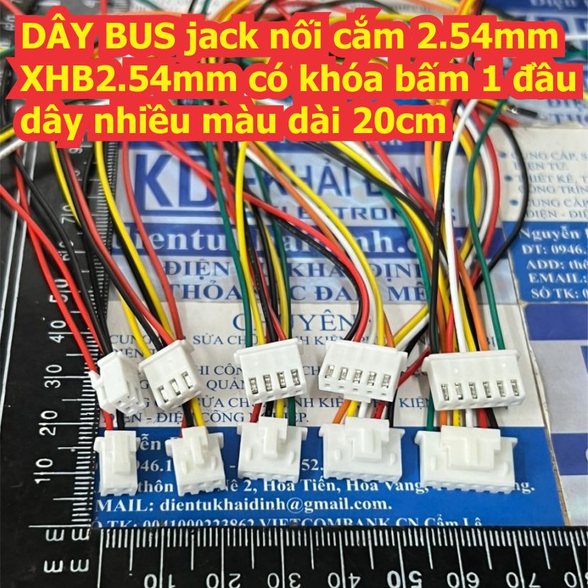 DÂY BUS jack nối cắm 2.54mm XHB2.54mm có khóa bấm 1 đầu dây nhiều màu dài 20cm 2P 3P 4P 5P 6P kde9370