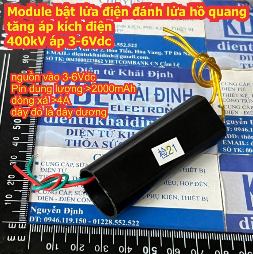 Module bật lửa điện đánh lửa hồ quang tăng áp kích điện 400kV áp 3-6Vdc kde9512