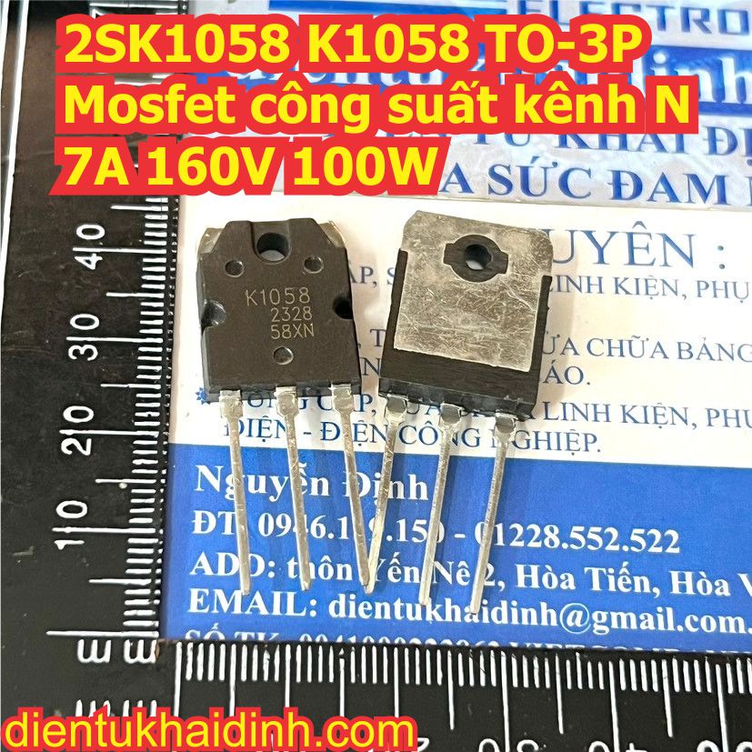 2SJ162 J162 2SK1058 K1058 TO-3P Mosfet công suất kênh P / N 7A 160V 100W kde8730