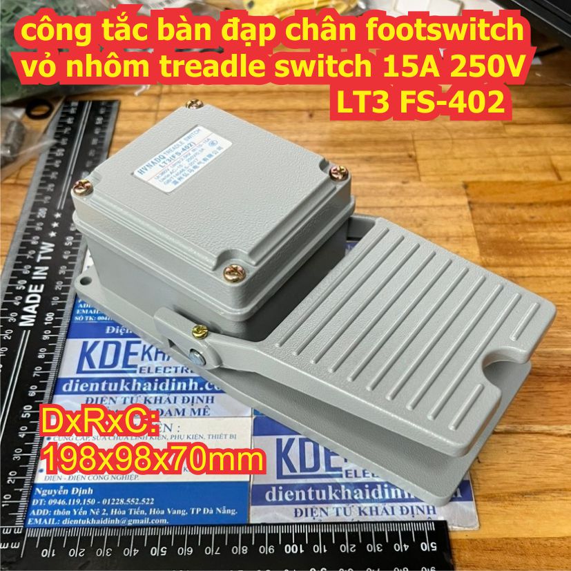 công tắc bàn đạp chân footswitch vỏ nhôm treadle switch 15A 250V LT3 FS-402 có bảo vệ LT4 FS-302 kde9527