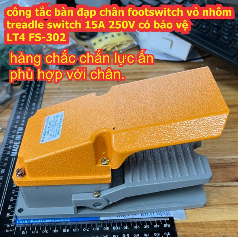công tắc bàn đạp chân footswitch vỏ nhôm treadle switch 15A 250V LT3 FS-402 có bảo vệ LT4 FS-302 kde9527