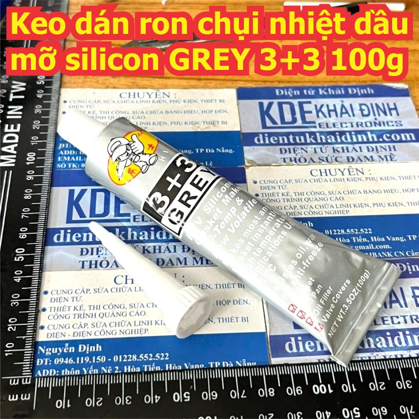 Keo dán ron chụi nhiệt dầu mỡ silicon GREY 3+3 100g kde9544