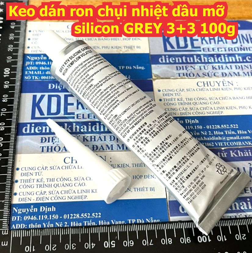 Keo dán ron chụi nhiệt dầu mỡ silicon GREY 3+3 100g kde9544