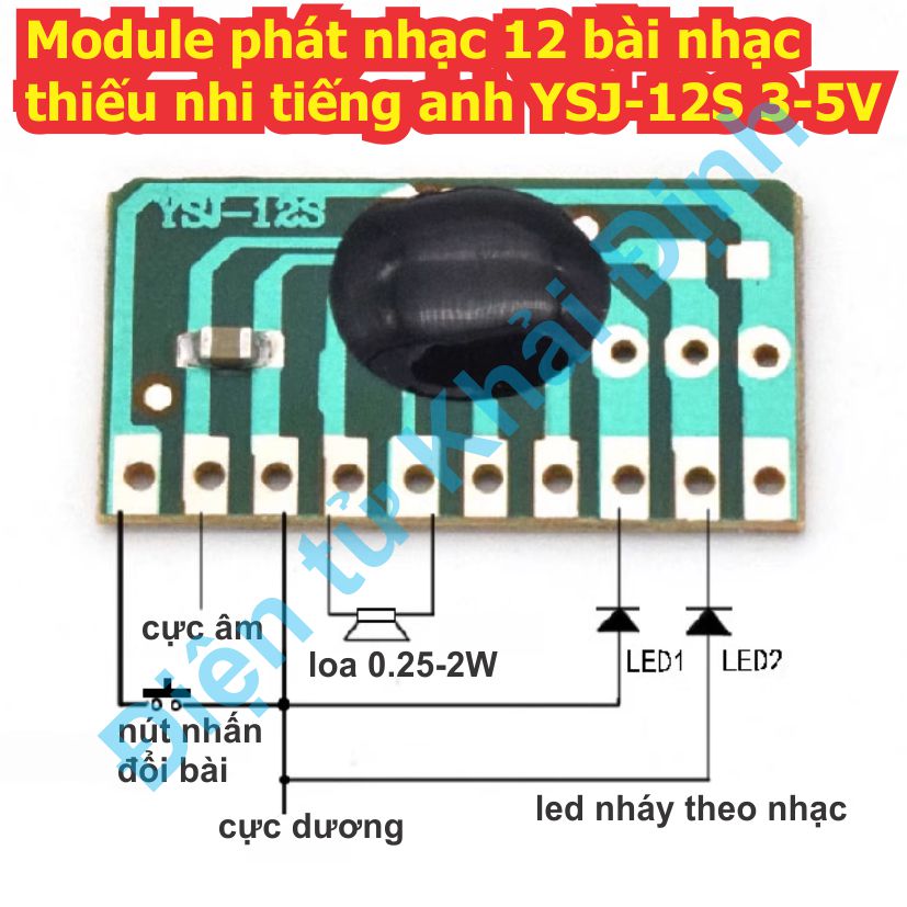 Module phát nhạc 12 bài nhạc thiếu nhi tiếng anh không lời YSJ-12S 3-5V kde9568