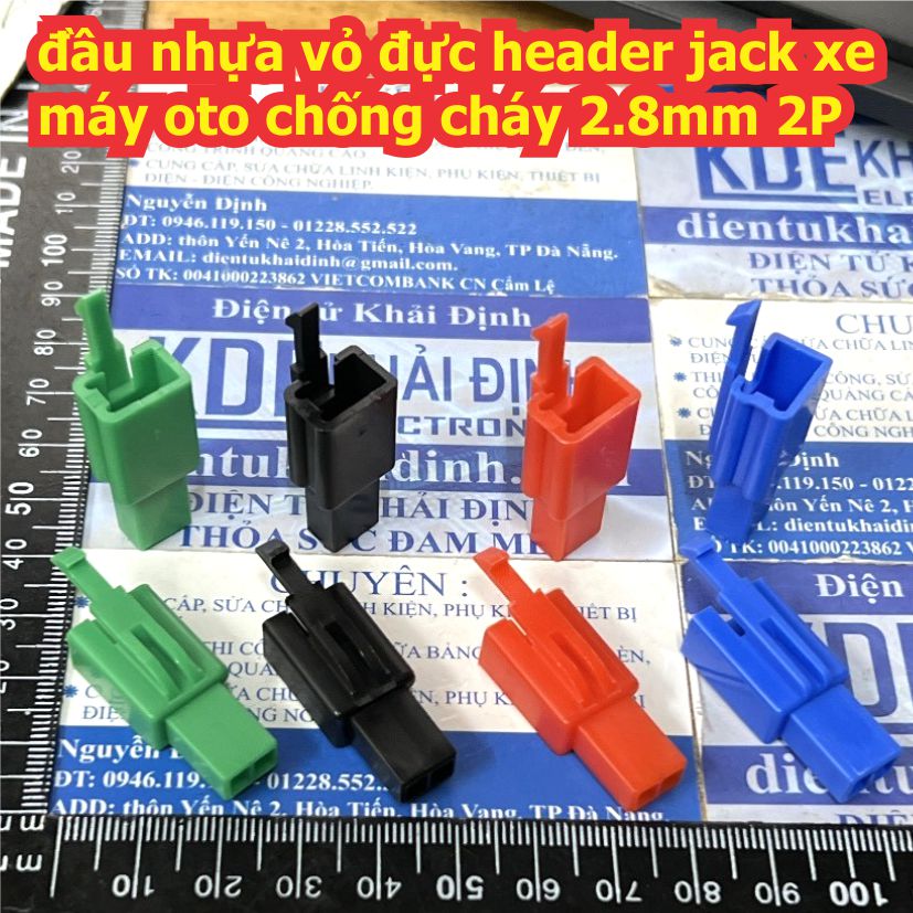 đầu nhựa vỏ cái / đực header jack xe máy oto chống cháy 2.8mm 2P 3P 4P màu đỏ đen xanh lá xanh dương kde9595