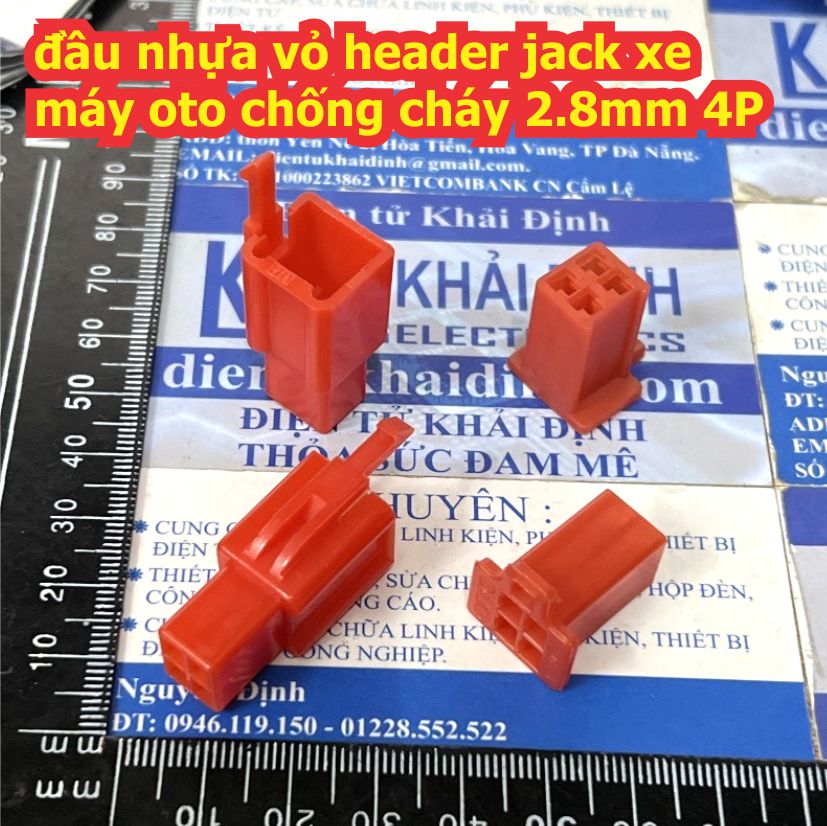 đầu nhựa vỏ cái / đực header jack xe máy oto chống cháy 2.8mm 2P 3P 4P màu đỏ đen xanh lá xanh dương kde9595