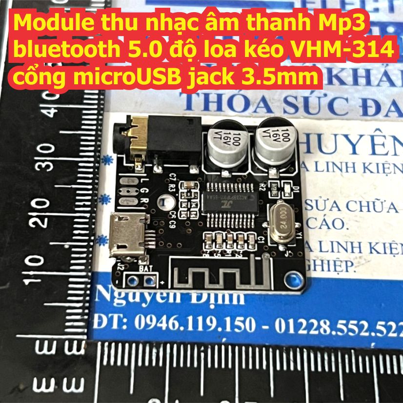 Module thu nhạc âm thanh MP3 bluetooth 5.0 / 4.1 độ loa kéo VHM-314 cổng type-C / microUSB jack 3.5mm kde9200