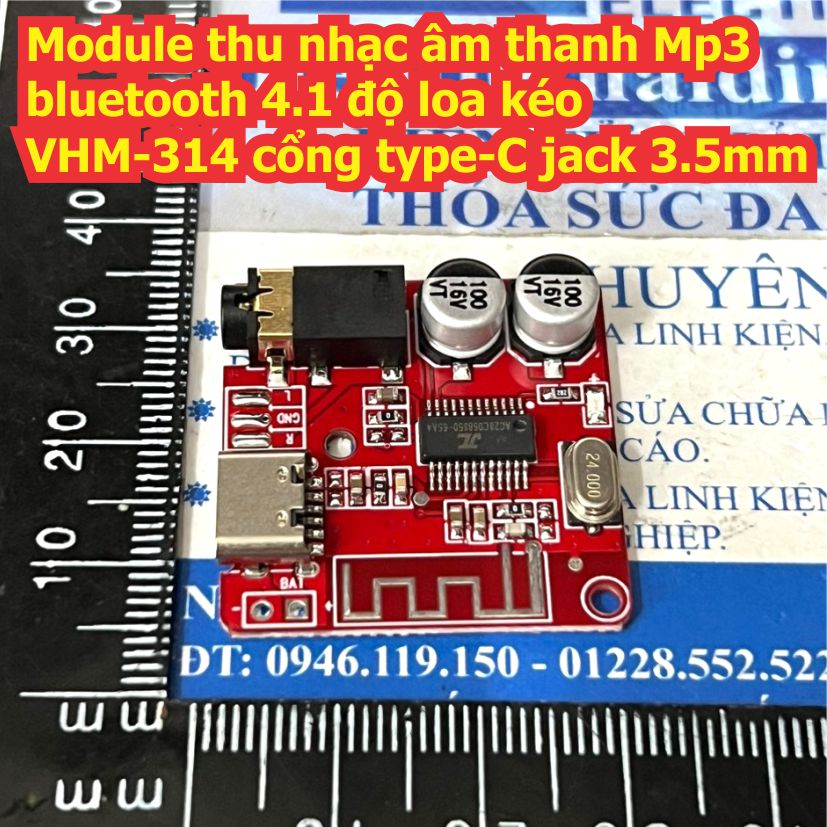 Module thu nhạc âm thanh MP3 bluetooth 5.0 / 4.1 độ loa kéo VHM-314 cổng type-C / microUSB jack 3.5mm kde9200