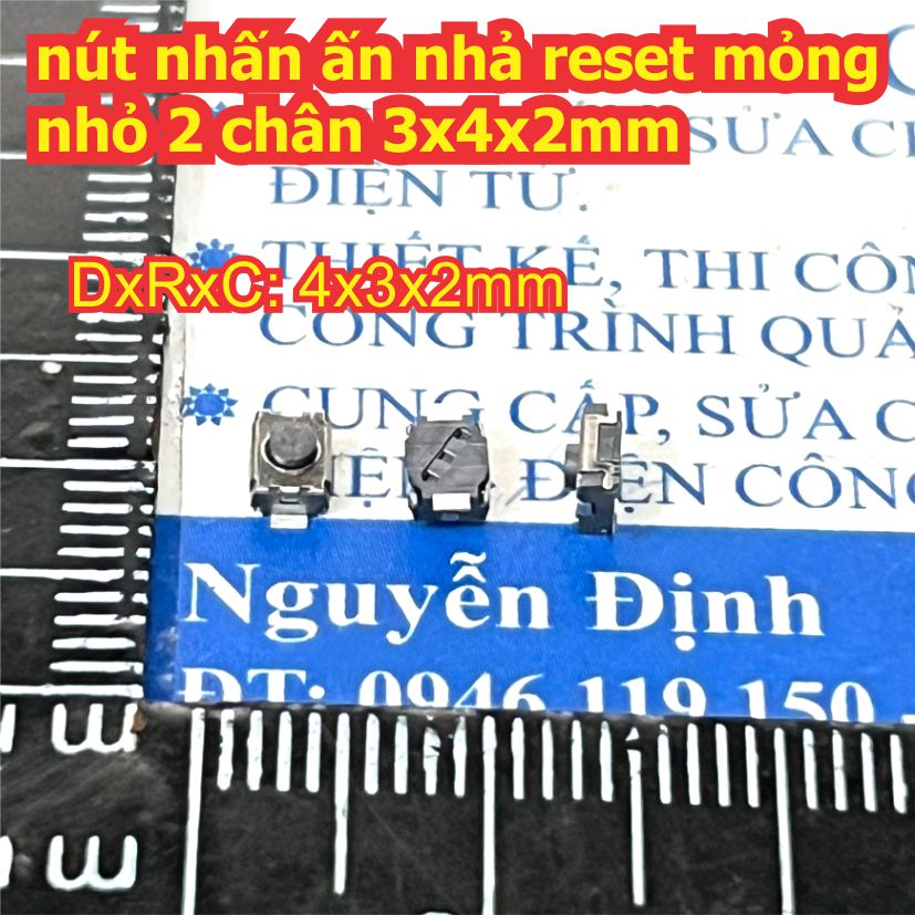 nút nhấn ấn nhả reset mỏng nhỏ 2 chân 3x4x2mm kde9611