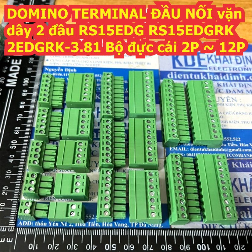 DOMINO TERMINAL ĐẦU NỐI vặn dây 2 đầu RS15EDG RS15EDGRK 2EDGRK-3.81 3.81MM Bộ đực cái 2P ~ 12P kde9625
