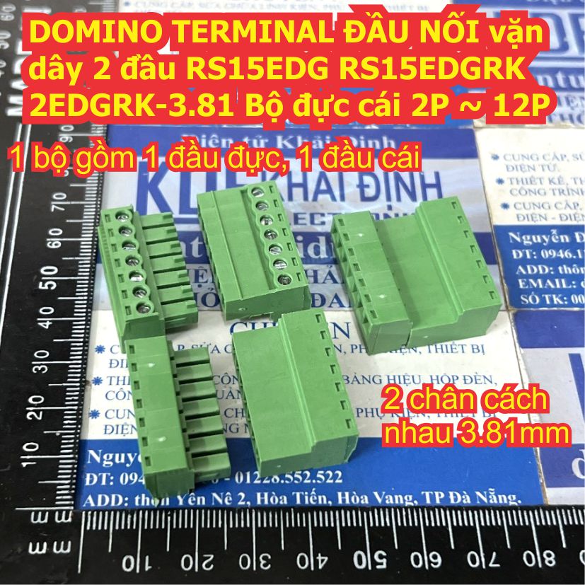 DOMINO TERMINAL ĐẦU NỐI vặn dây 2 đầu RS15EDG RS15EDGRK 2EDGRK-3.81 3.81MM Bộ đực cái 2P ~ 12P kde9625