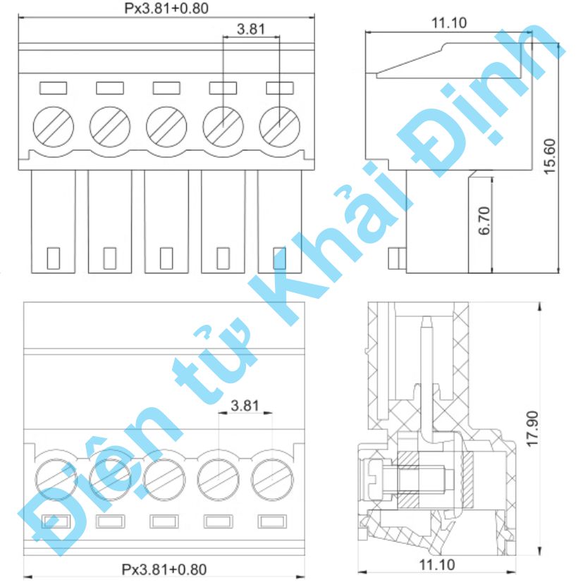DOMINO TERMINAL ĐẦU NỐI vặn dây 2 đầu RS15EDG RS15EDGRK 2EDGRK-3.81 3.81MM Bộ đực cái 2P ~ 12P kde9625