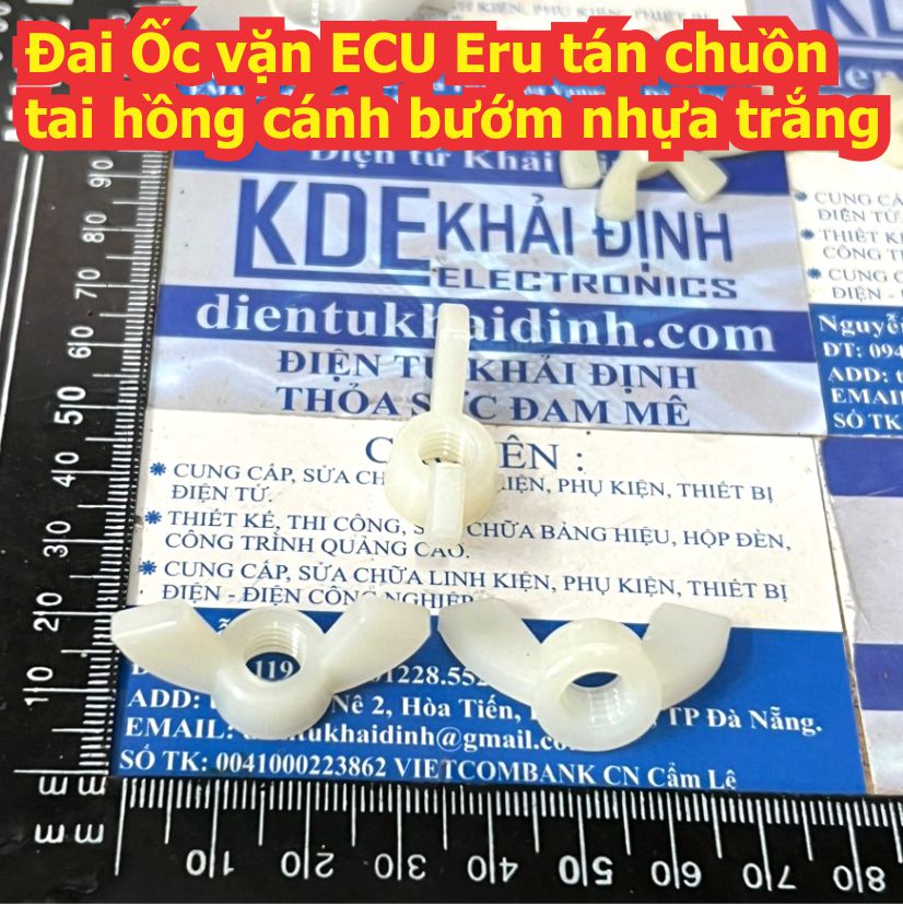 Đai Ốc vặn ECU Eru tán chuồn tai hồng cánh bướm nhựa trắng M3 M4 M5 M6 M8 M10 kde9631