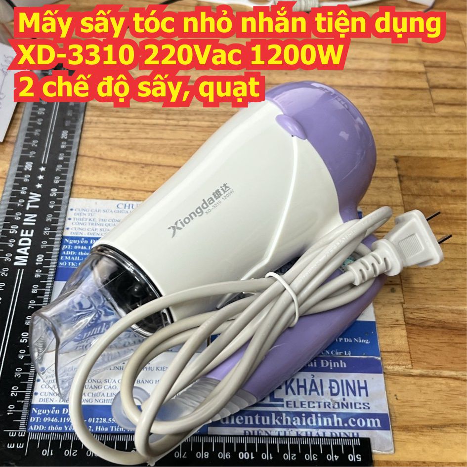 Mấy sấy tóc nhỏ nhắn tiện dụng XD-3310 220Vac 1200W 2 chế độ sấy, quạt kde9642