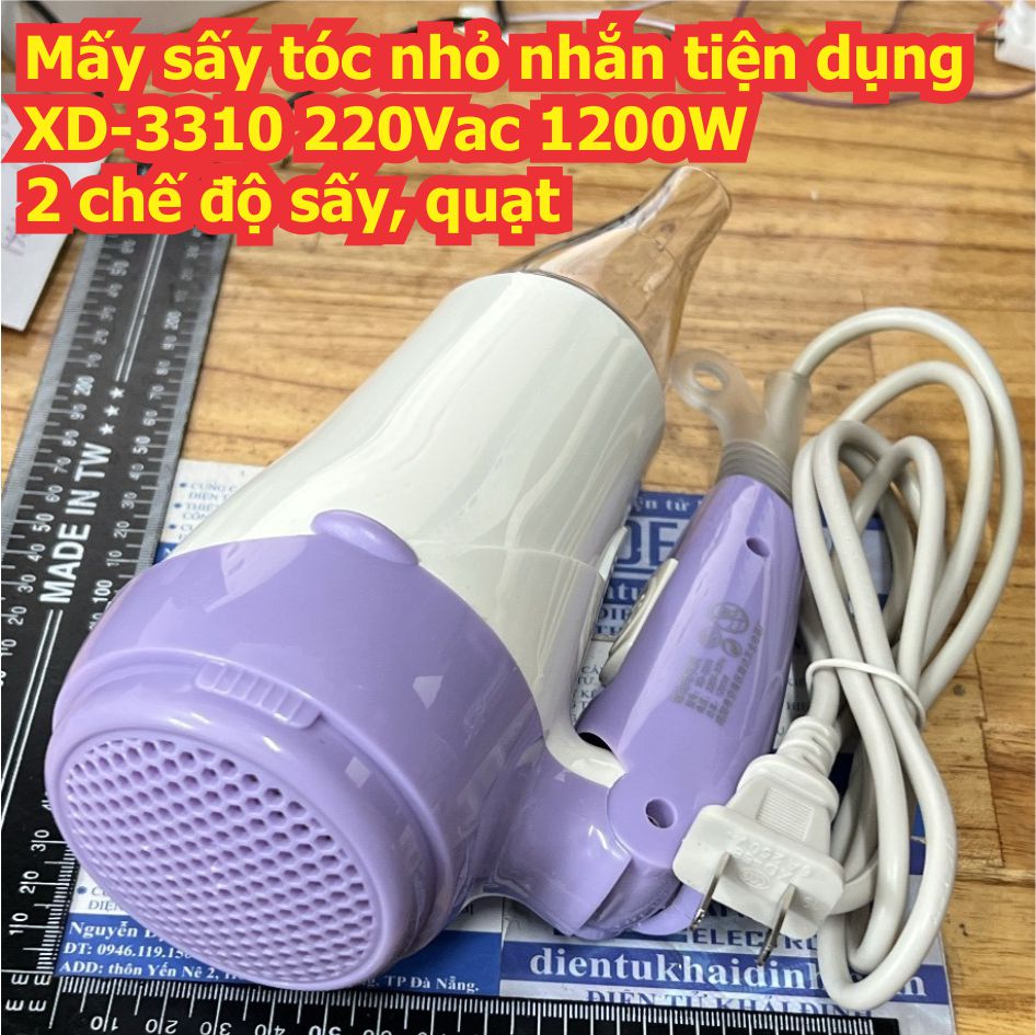 Mấy sấy tóc nhỏ nhắn tiện dụng XD-3310 220Vac 1200W 2 chế độ sấy, quạt kde9642