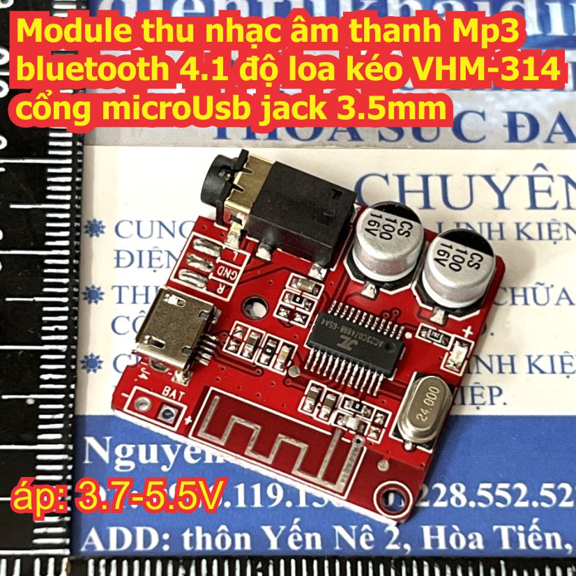 Module thu nhạc âm thanh MP3 bluetooth 5.0 / 4.1 độ loa kéo VHM-314 cổng type-C / microUSB jack 3.5mm kde9200
