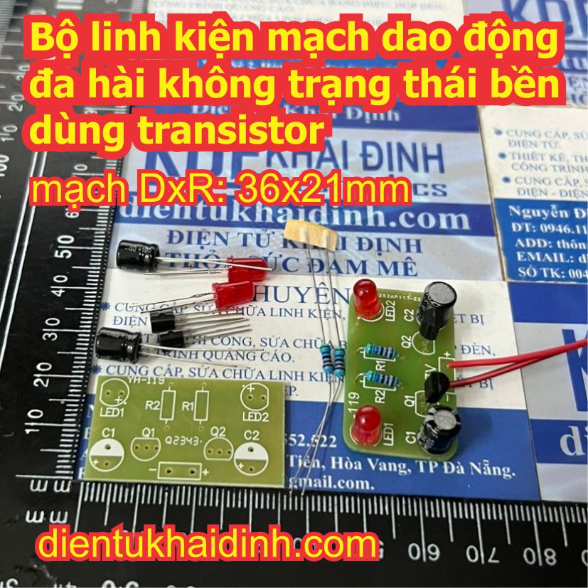 Bộ linh kiện mạch dao động đa hài không trạng thái bền dùng transistor áp 3V - 12V kde9689