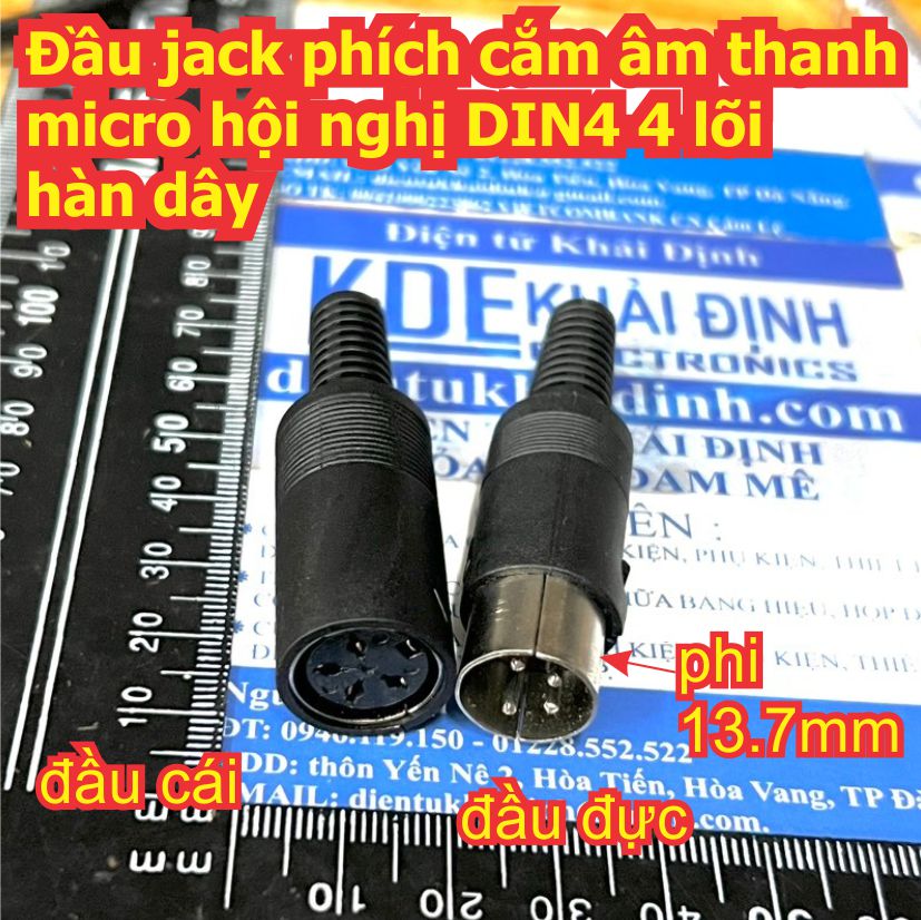 Đầu jack phích cắm âm thanh micro hội nghị DIN8 8 lõi / DIN4 4 lõi hàn dây đầu đực / cái kde9702