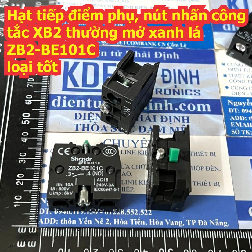 Hạt tiếp điểm phụ, nút nhấn công tắc XB2 thường mở xanh lá ZB2-BE101C / đóng màu đỏ ZB2-BE102 kde9722