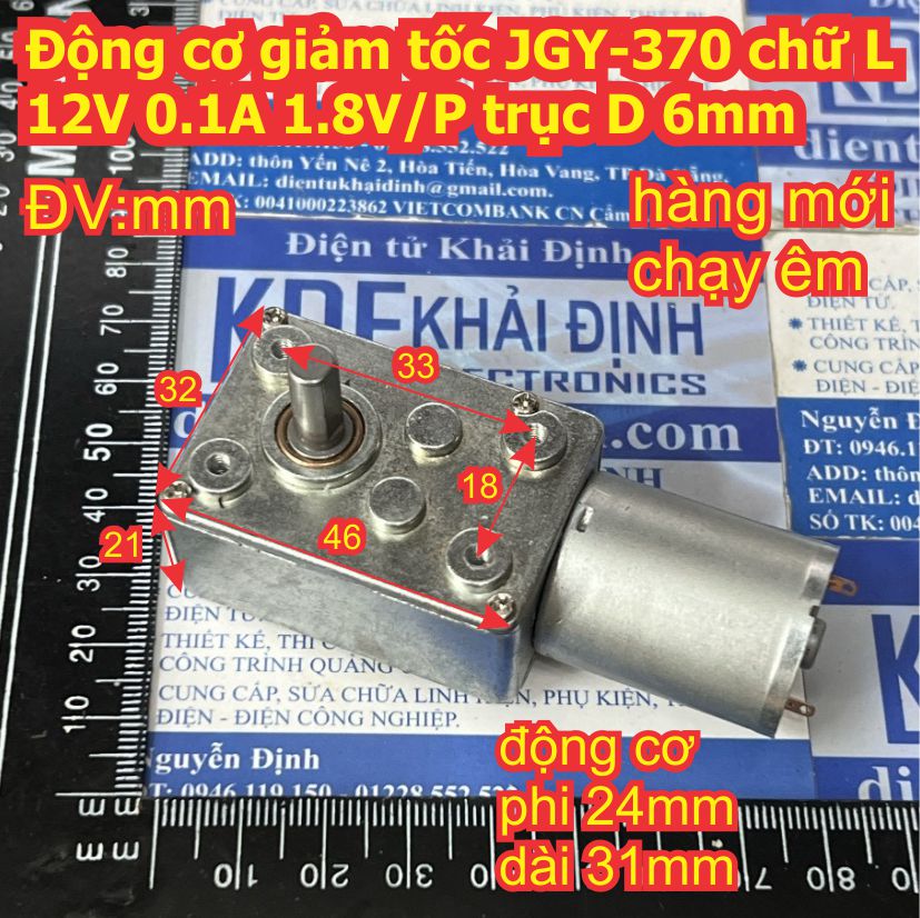 Động cơ giảm tốc 370 JGY-370 chữ L 12V 0.1A 1.8V/P trục D 6mm kde9736