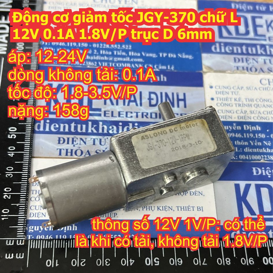Động cơ giảm tốc 370 JGY-370 chữ L 12V 0.1A 1.8V/P trục D 6mm kde9736