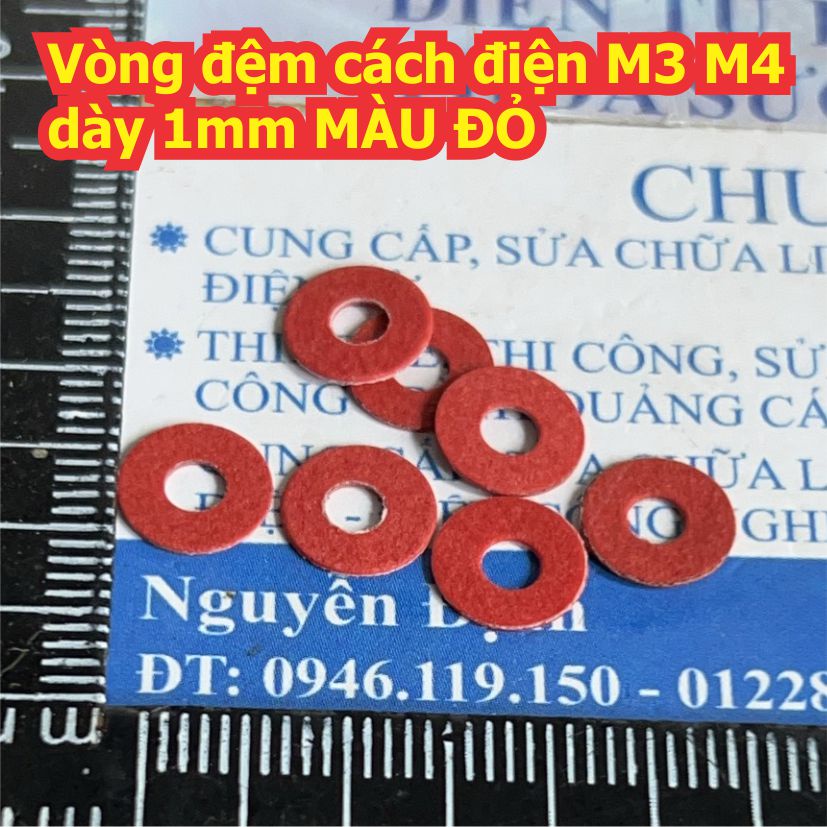 Vòng đệm đỏ cách điện MÀU ĐỎ dày 1mm M3x8 M4x8 kde0426