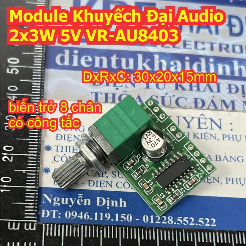 Module Khuếch Đại âm thanh Audio 5V PAM8403 8403 loa đôi 2x3W VR-AU8403 kde0023