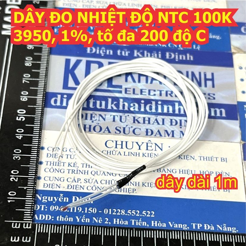 Dây đầu dò cảm biến ĐO NHIỆT ĐỘ NTC thủy tinh 100K 3950 1% tối đa 200 độ C kde0297