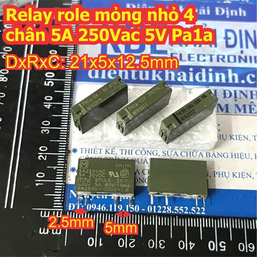 Relay role mỏng nhỏ 4 chân Pana 5A 250Vac 5V PA1a-5V 12V PA1a-12V 24V PA1a-24V kde0246