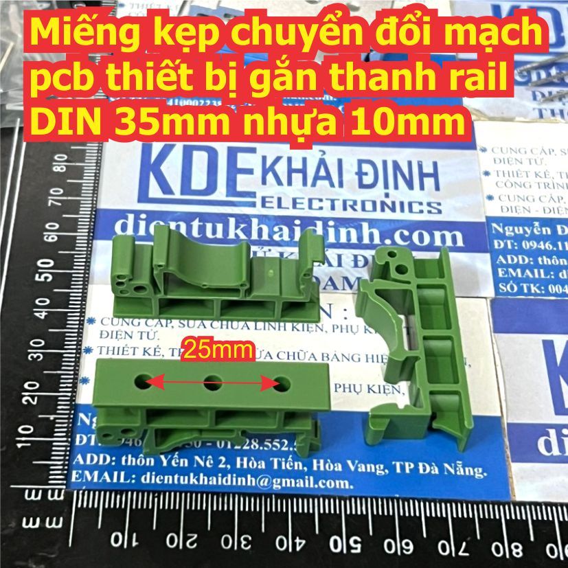 Miếng kẹp chuyển đổi mạch pcb thiết bị gắn thanh rail DIN 35mm nhôm 20mm / nhựa 10mm kde0254