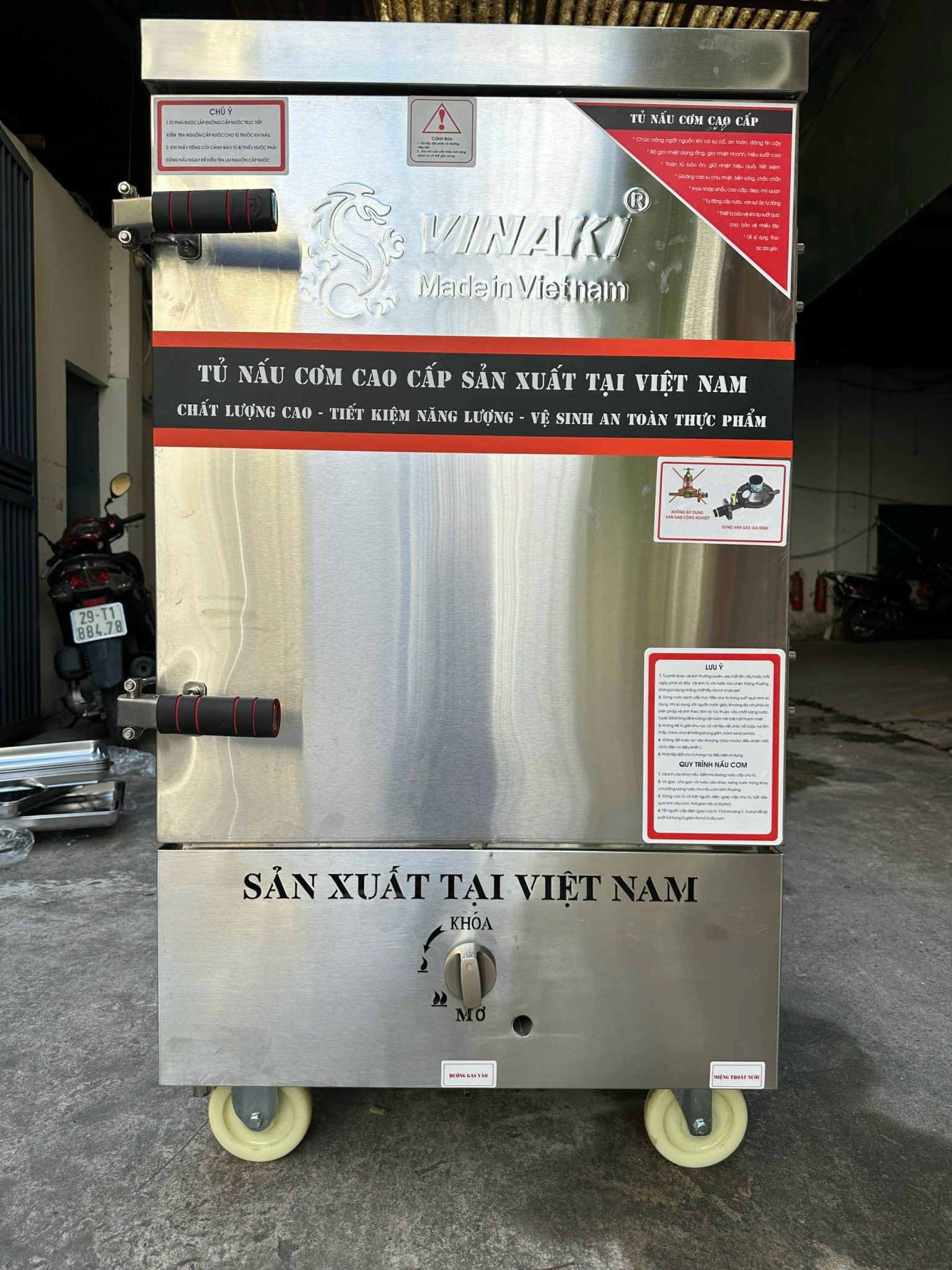 Tủ nấu cơm gas 8 khay Vinaki 