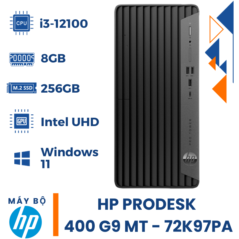 PC HP Prodesk 400 G9-72K97PA (i3-12100 | 8G | S-256G | Win 11 | Đen)
