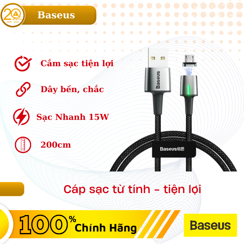 Cáp sạc từ Baseus Zinc Magnetic Micro cho Smartphone/ Tablet Cable