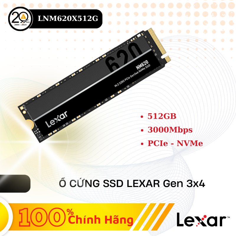 Ổ cứng SSD Lexar LNM620 512G M.2 Nvme PCIe Gen3x4 -  LNM620X512G-RNNNG