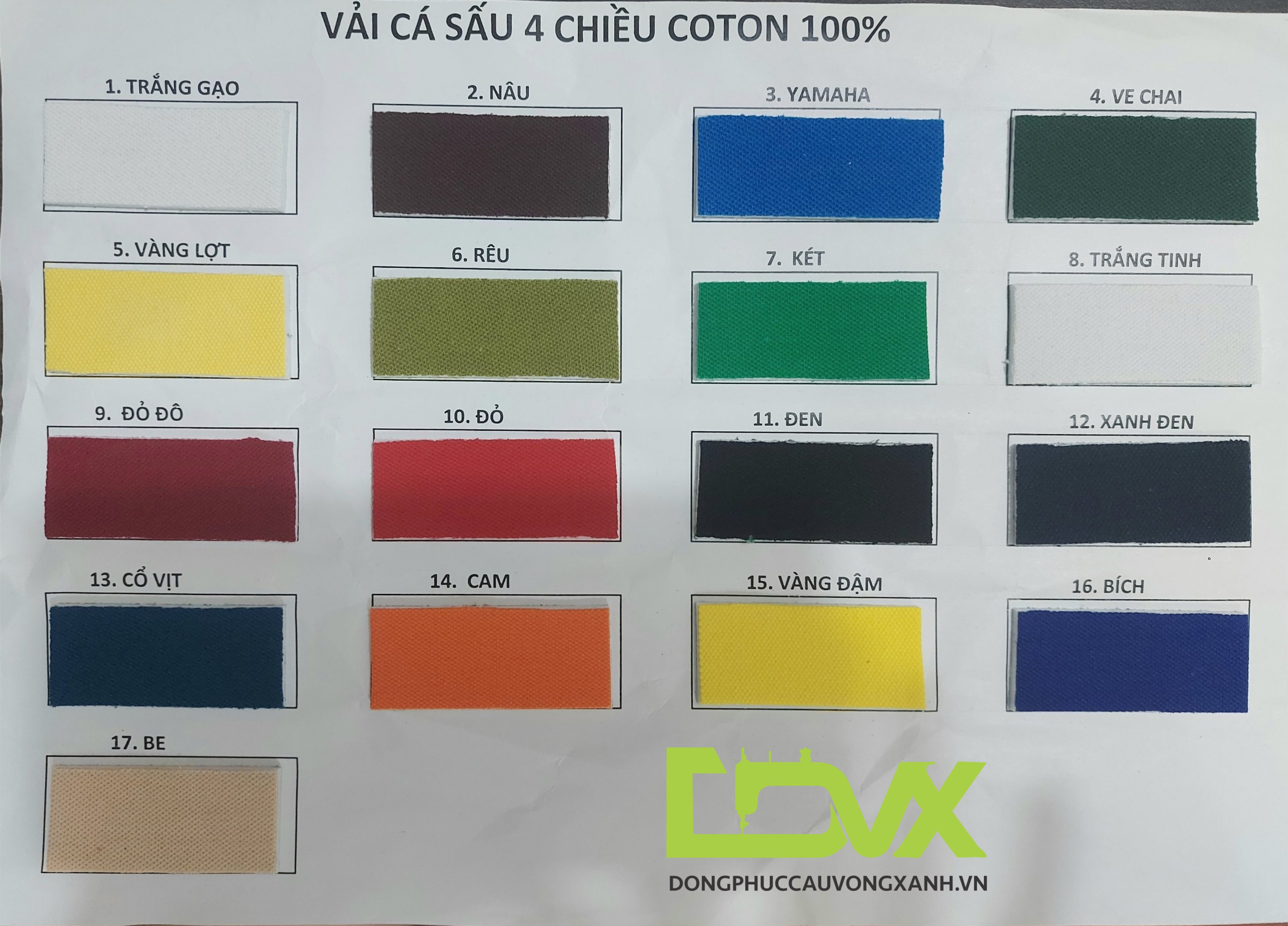 Bảng màu vải thun cá sấu 100% cotton