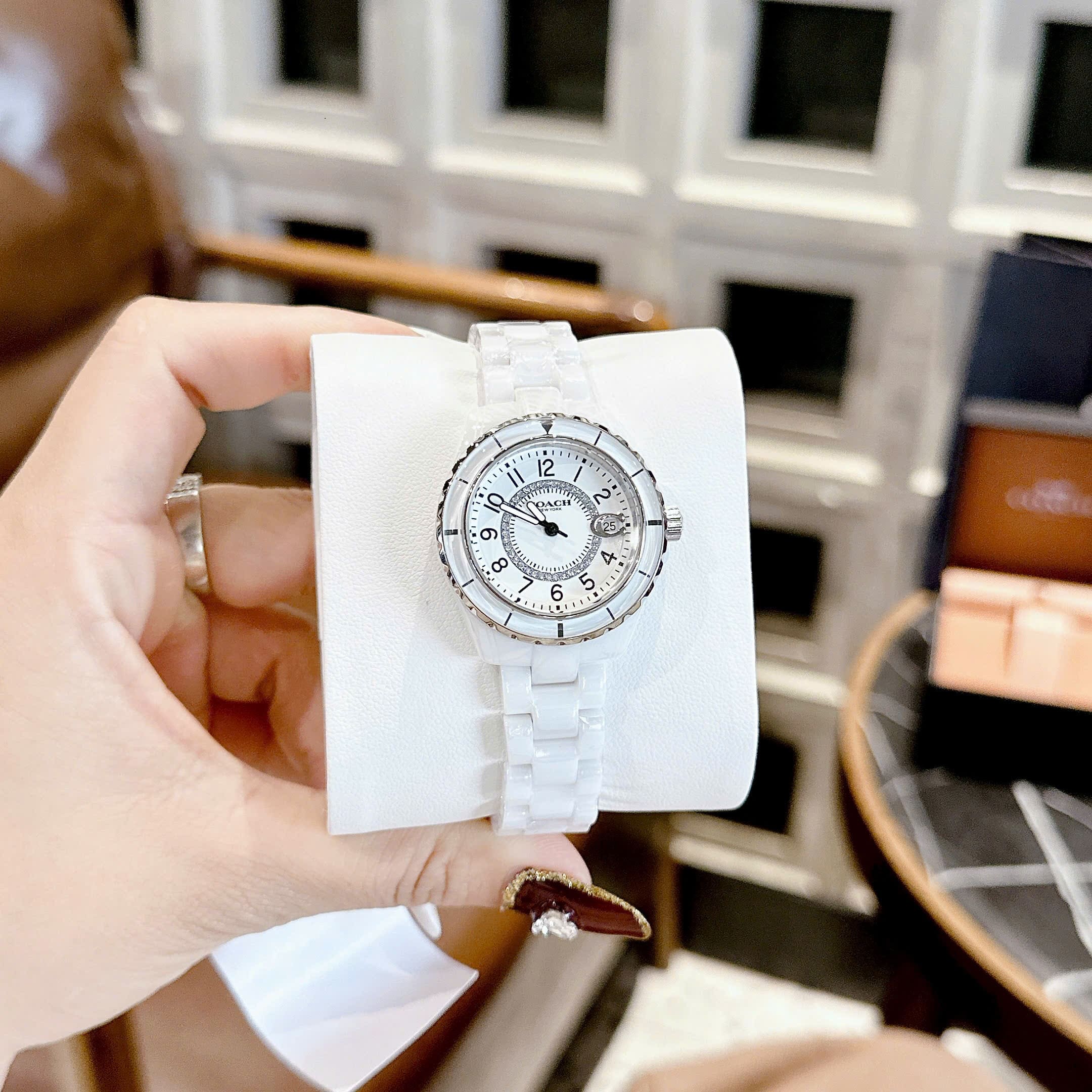 Đồng Hồ Coach Preston 14503462 |Nữ Giới |Silver |Dây Đá Ceramic Trắng |Máy Pin (Quartz) |Size 32mm |donghogiatot.vn