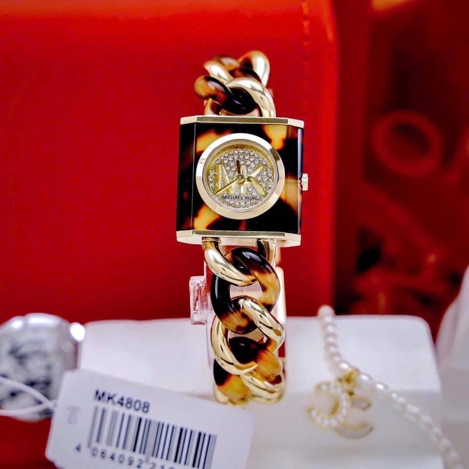 Đồng Hồ Michael Kors Chain Lock |Nữ Giới |Mặt Vuông |Dây Mắt Xích Mix Acetate Nâu |Máy Pin (Quartz) |Size 25mm |donghogiatot.vn