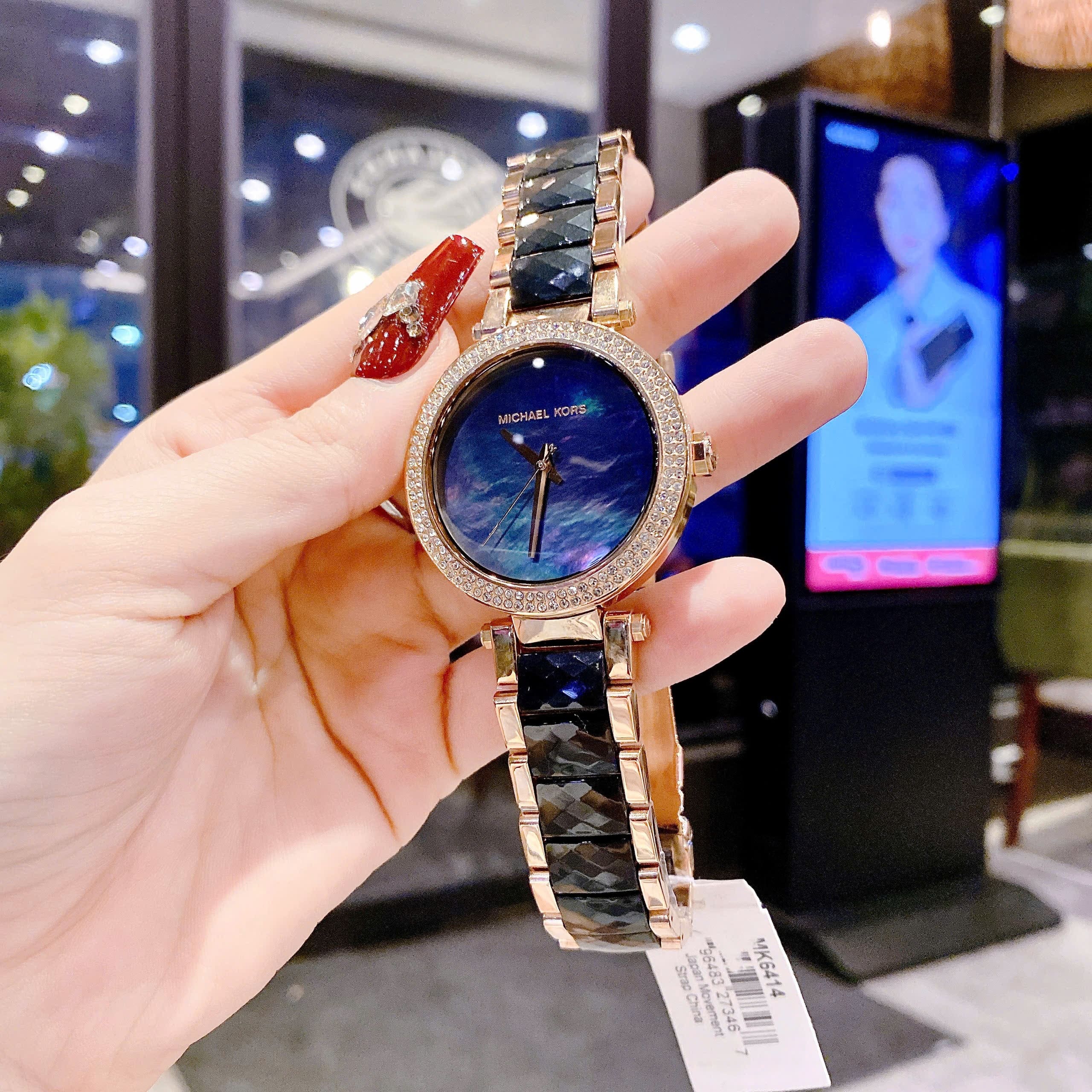 Đồng Hồ Michael Kors Parker |Nữ Giới |Rose Gold |Dây Kim Loại Mix Acetate Đen |Máy Pin (Quartz) |Size 39mm |donghogiatot.vn