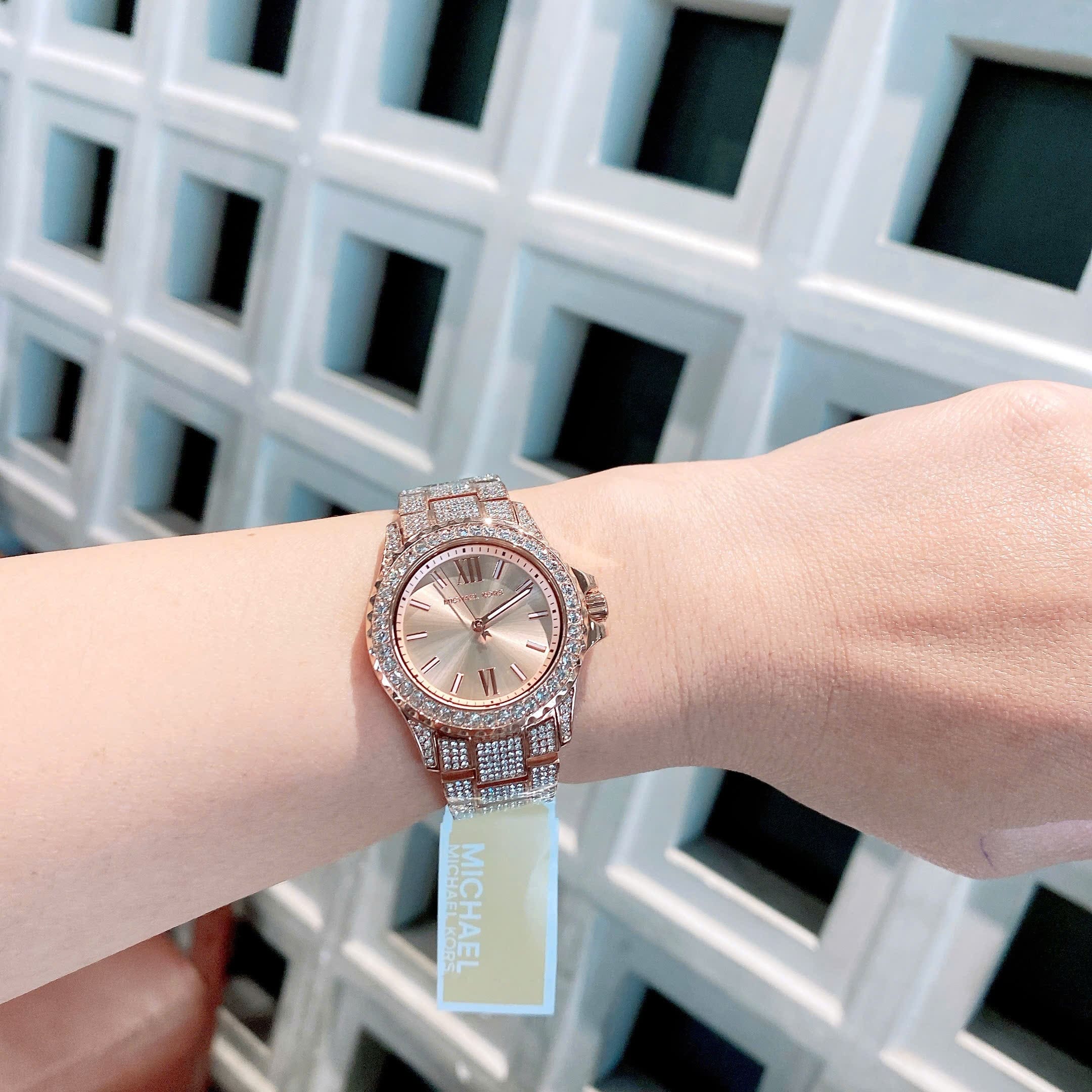 Đồng Hồ Micheal Kors Mini Everest |Nữ Giới |Mặt Tròn |Dây Kim Loại Đính Đá Rose Gold |Máy Pin (Quartz) |Size 33mm |donghogiatot.vn