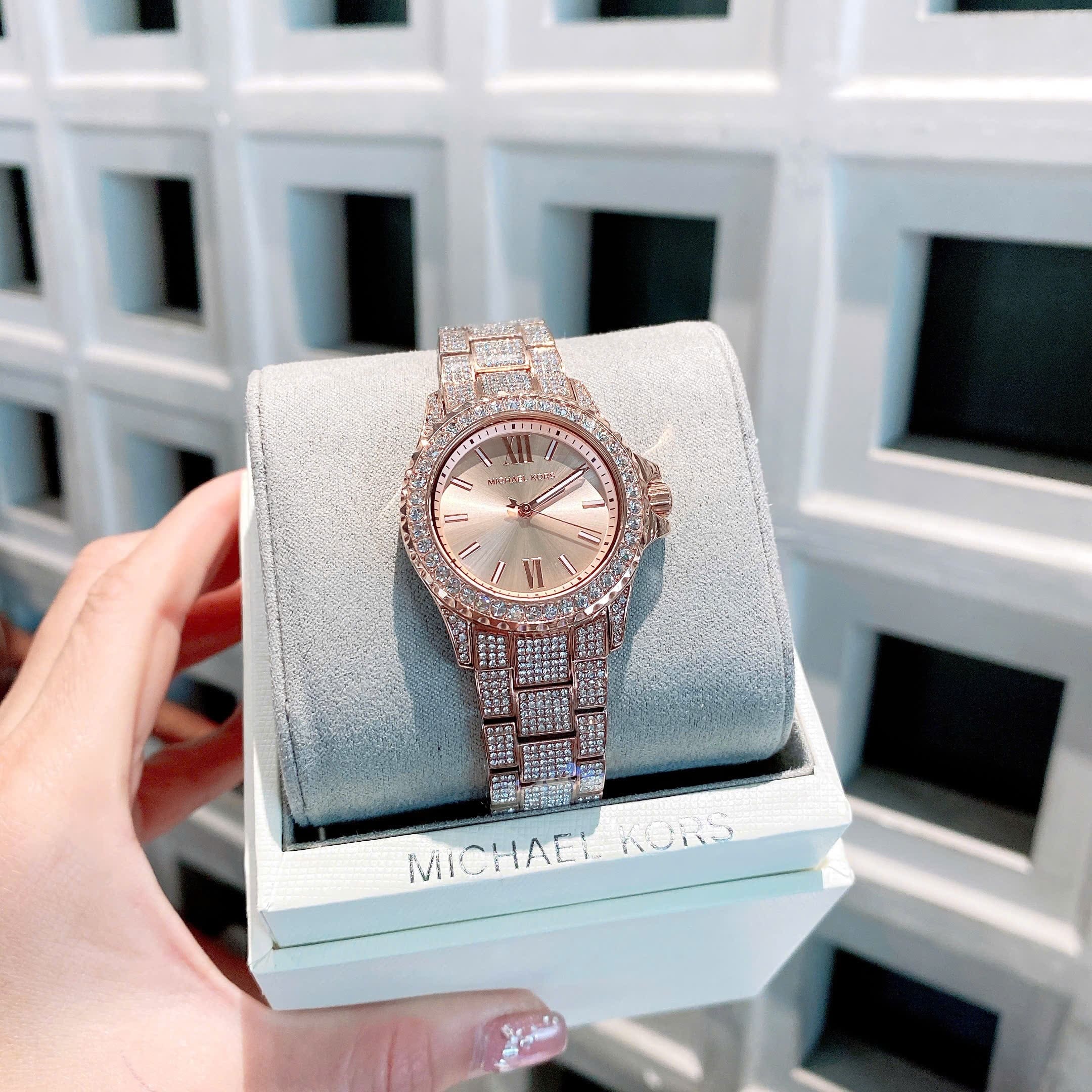 Đồng Hồ Micheal Kors Mini Everest |Nữ Giới |Mặt Tròn |Dây Kim Loại Đính Đá Rose Gold |Máy Pin (Quartz) |Size 33mm |donghogiatot.vn