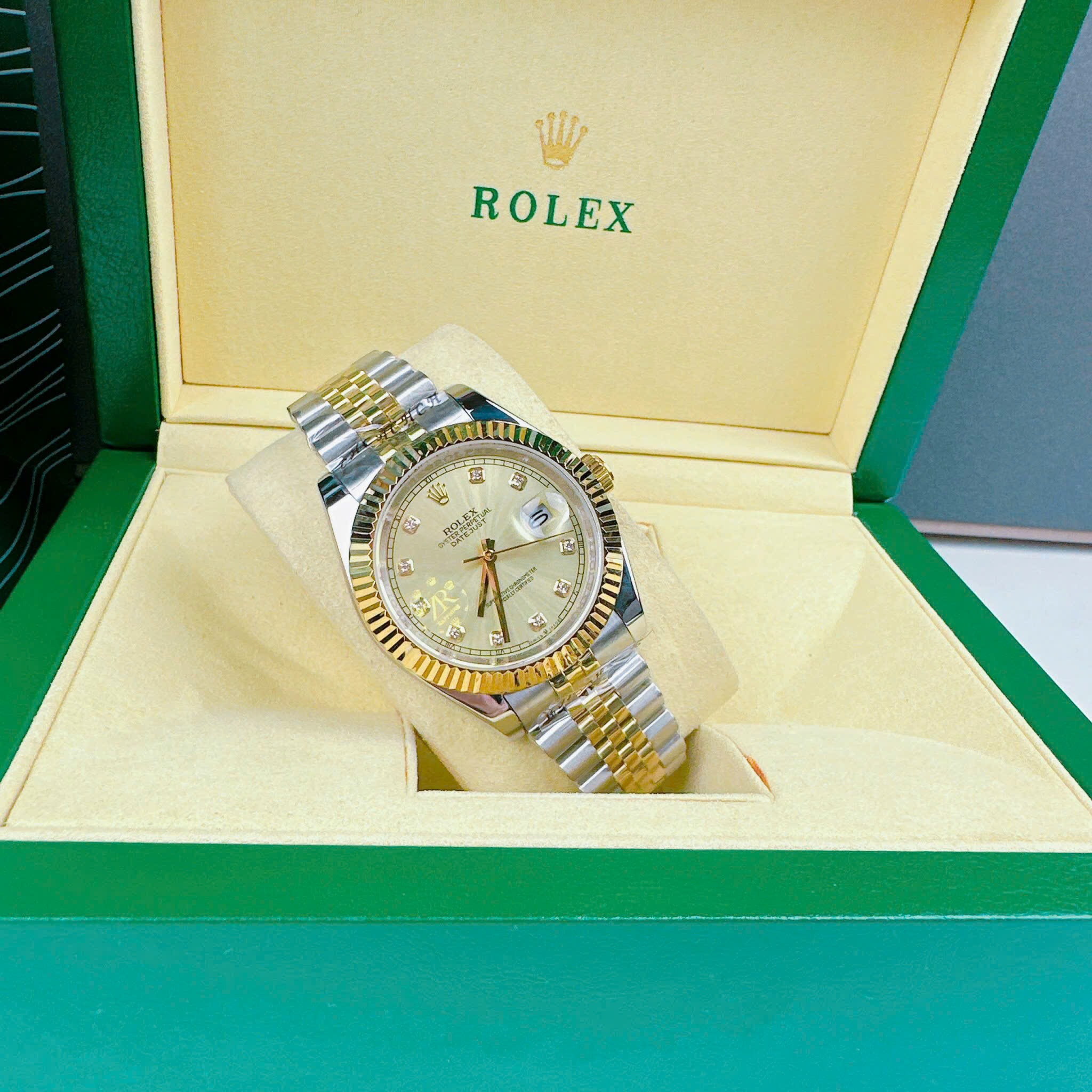 Đồng Hồ Rolex Niềng Khía |Nam Giới |Mặt Vàng |Dây Kim Loại Demi Gold |Máy Cơ (Automatic) |Size 41mm |donghogiatot.vn