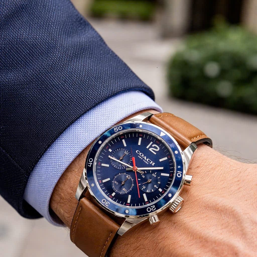 Đồng Hồ Coach Sullivan Sport Choronograph |Nam Giới |Xanh Dương |Dây Da Nâu |Máy Pin (Quartz) |Size 41mm |donghogiatot.vn