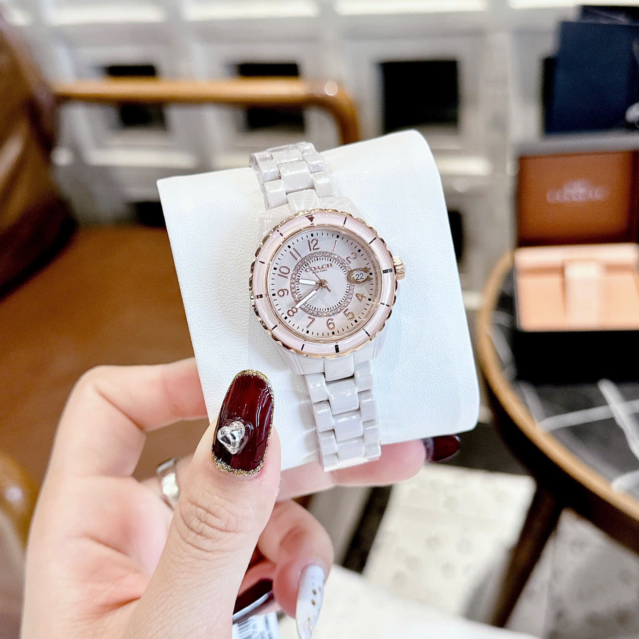 Đồng Hồ Coach Preston |Nữ Giới |Rose Gold |Dây Đá Ceramic Hồng |Máy Pin (Quartz) |Size 32mm |donghogiatot.vn
