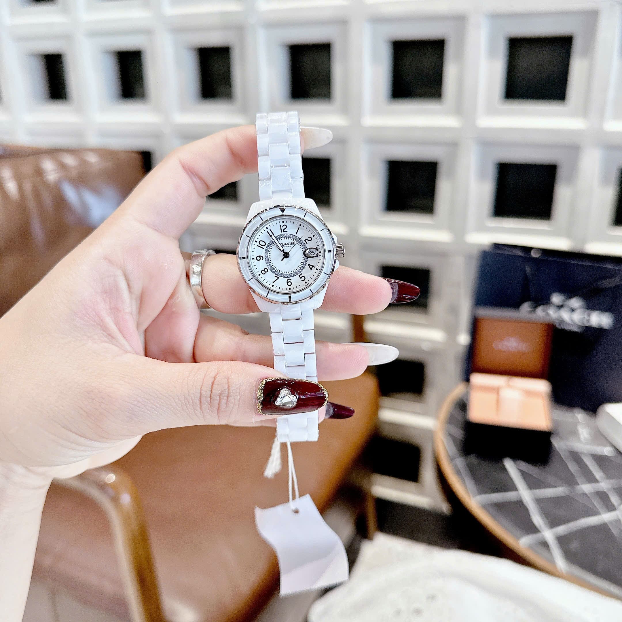 Đồng Hồ Coach Preston 14503462 |Nữ Giới |Silver |Dây Đá Ceramic Trắng |Máy Pin (Quartz) |Size 32mm |donghogiatot.vn