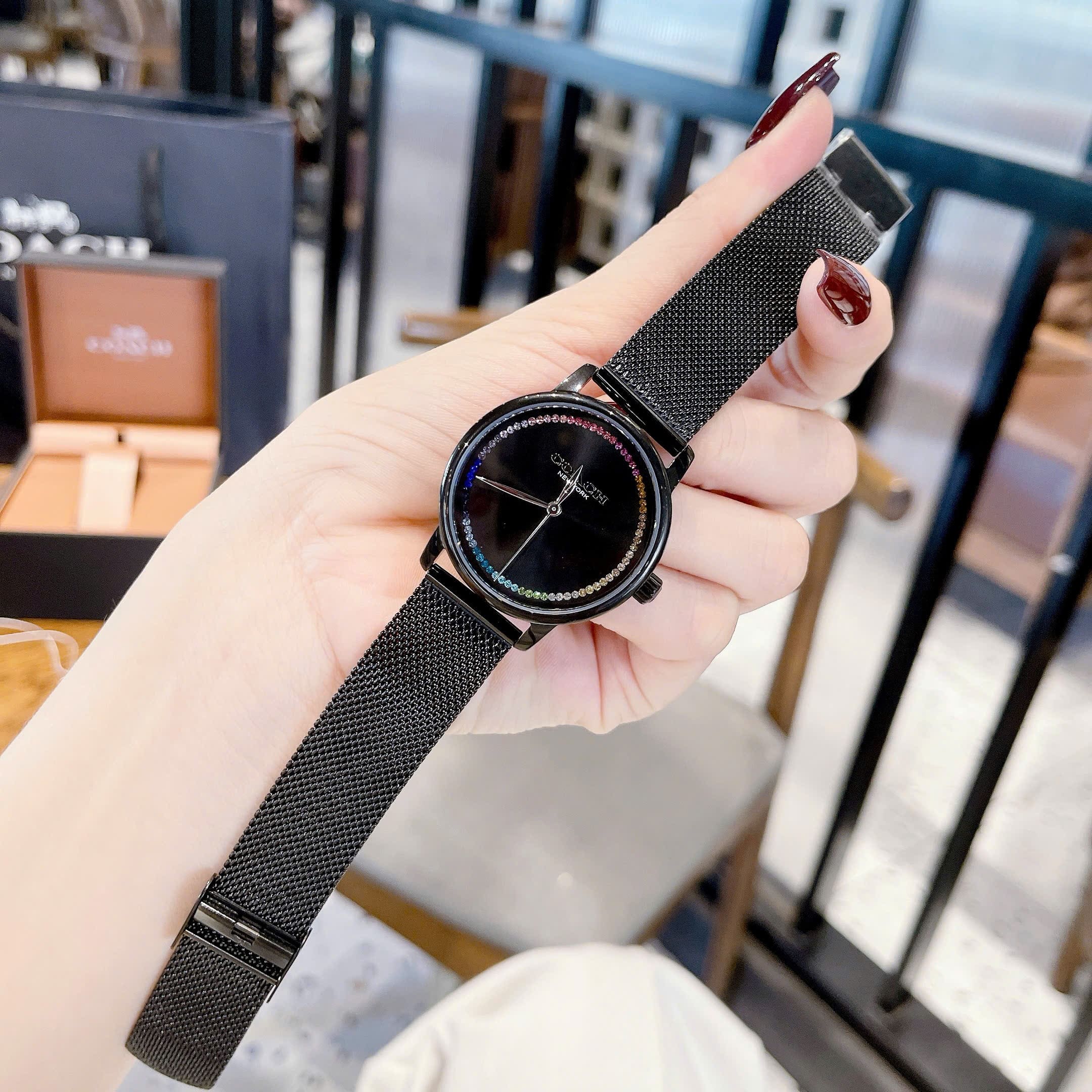 Đồng Hồ Coach Grand 14504070 |Nữ Giới |Đính Đá |Dây Lưới Đen |Máy Pin (Quartz) |Size 36mm |donghogiatot.vn