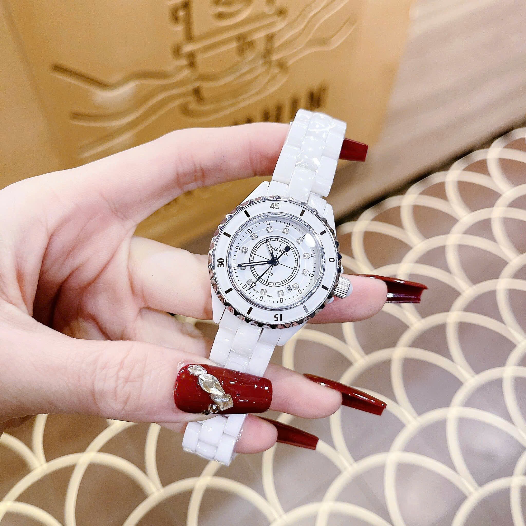 Đồng Hồ Chanel Hoa J12 |Nữ Giới |Đính Đá |Dây Đá Ceramica Trắng |Máy Pin (Quartz) |Size 34mm |donghogiatot.vn