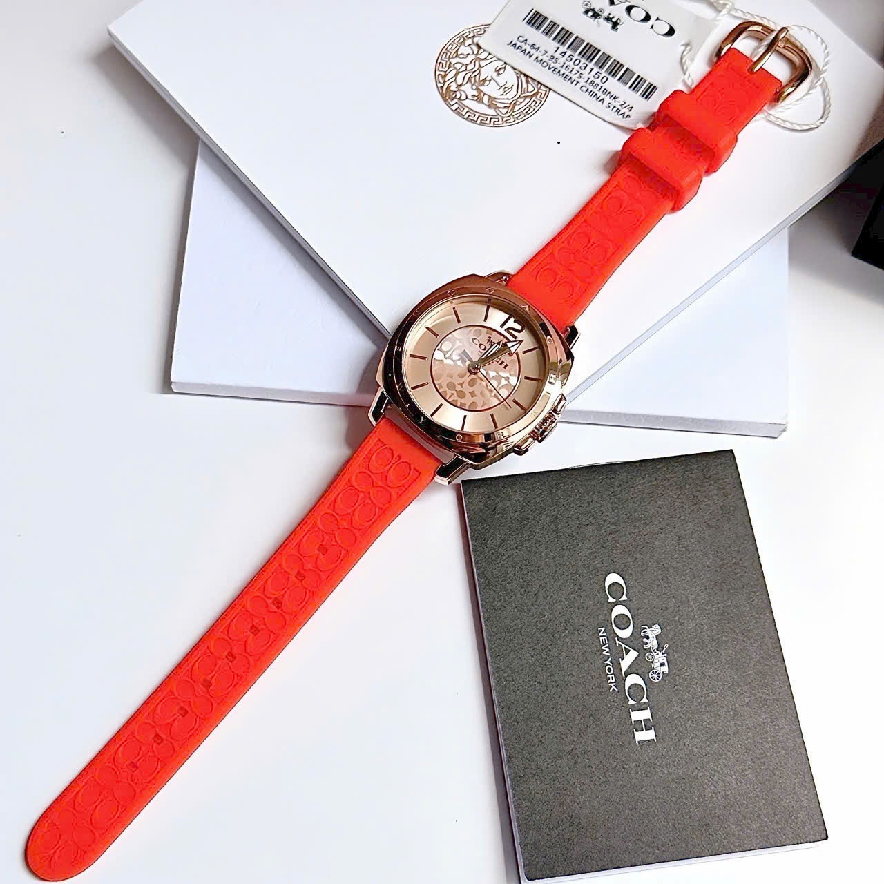Đồng Hồ Coach Boyfriend |Nữ Giới |Rose Gold |Dây Silicone Màu Cam |Máy Pin (Quartz) |Size 34mm |donghogiatot.vn