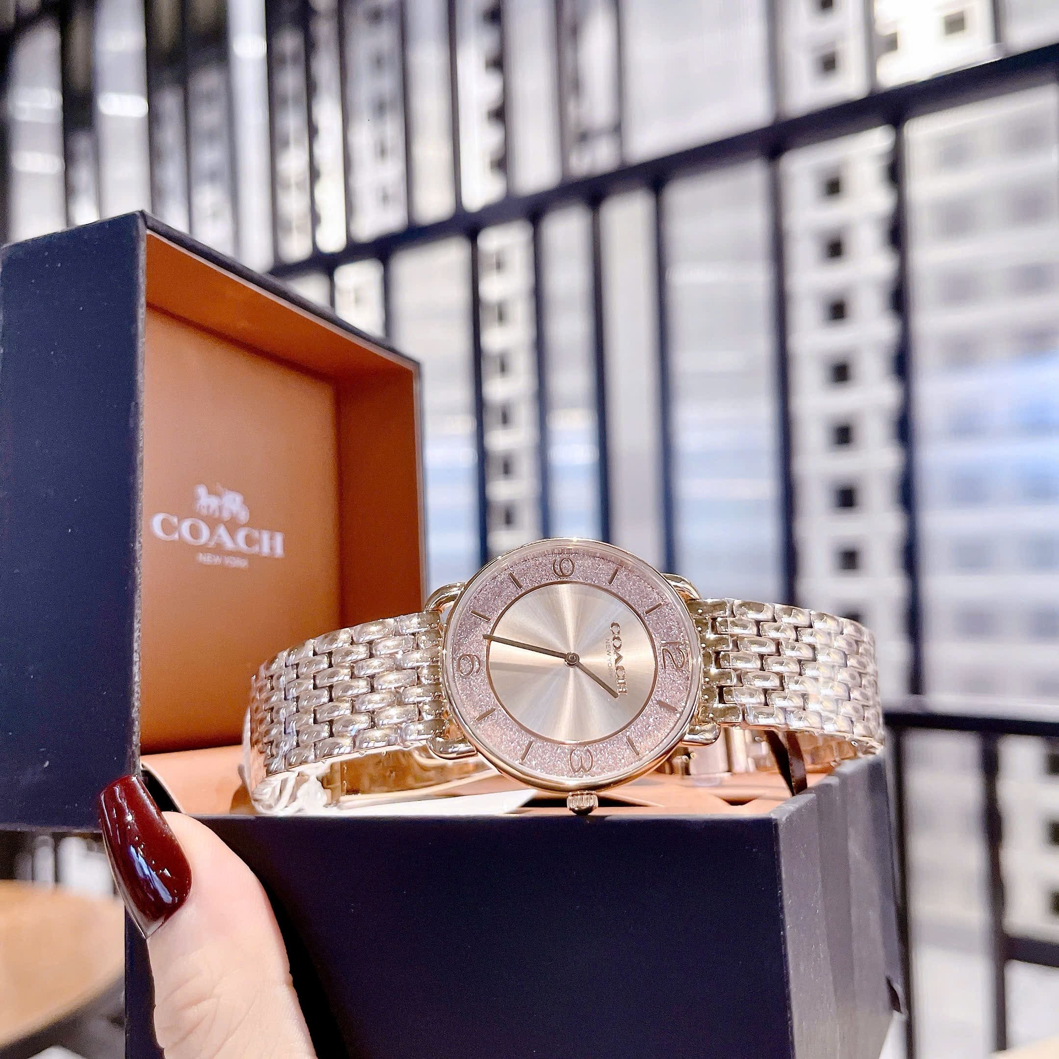 Đồng Hồ Coach Elliot |Nữ Giới |Mặt Đính Đá |Dây Kim Loại Rose Gold |Máy Pin (Quartz) |Size 36mm |donghogiatot.vn